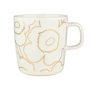 Marimekko - Oiva Piirto Unikko Becher mit Henkel, 400 ml, weiss / gold