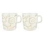 Marimekko - Oiva Piirto Unikko Becher mit Henkel, 400 ml, weiss / gold (2er-Set)