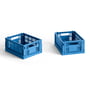 Hay - Colour Crate Korb Mini, 17 x 13 cm, electric blue , recycled (2er-Set)