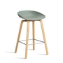 HAY - About A Stool AAS 32 H 65 cm, Eiche lackiert / Edelstahl / fall green 2.0 (Filzgleiter)