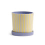 &klevering - Ray Blumentopf mit Untersetzer, Ø  13,5 x 13 cm, gelb/ lila / weiss