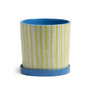 &klevering - Ray Blumentopf mit Untersetzer, Ø 16,5 x 16,5 cm, grün / blau / weiss