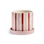 &klevering - Clash Blumentopf mit Untersetzer, wiggle, Ø 15,5 x 13,5 cm, rosa / rot / weiss
