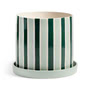 &klevering - Clash Blumentopf mit Untersetzer, stripe, Ø 23,5 x 21 cm, grün / weiss