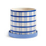 &klevering - Clash Blumentopf mit Untersetzer, grid, Ø 18 x 16,5 cm, blau / weiss
