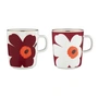 Marimekko - Oiva Juhla Unikko Becher mit Henkel, 250 ml, weiss / burgundy / gold (2er-Set) 