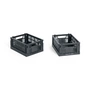 HAY - Colour Crate Korb Mini, 17 x 13 cm, charcoal, recycled (2er-Set)