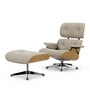 Vitra - Lounge Chair & Ottoman, poliert, Kastanie natur, Nubia, crème / perle (neue Masse)