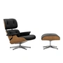 Vitra - Lounge Chair & Ottoman, poliert, Kirsche natur, Leder Premium F, nero (neue Masse)