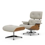 Vitra - Lounge Chair & Ottoman, poliert, Kirsche natur, Leder Premium F, snow (neue Masse)