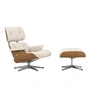 Vitra - Lounge Chair & Ottoman, poliert, Kirsche natur, Leder Premium F, snow (neue Masse)