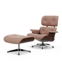 Vitra - Lounge Chair & Ottoman, poliert, Nussbaum dunkel , Nubia, elfenbein / pfirsich (neue Masse)