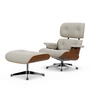 Vitra - Lounge Chair & Ottoman, poliert, Nussbaum natur , Leder Premium F, snow (neue Masse)