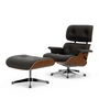 Vitra - Lounge Chair & Ottoman, poliert, Nussbaum natur, Leder Premium F, chocolate (neue Masse)
