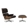 Vitra - Lounge Chair & Ottoman, poliert, Nussbaum natur, Leder Premium F, chocolate (neue Masse)