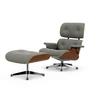 Vitra - Lounge Chair & Ottoman, poliert, Nussbaum natur, Nubia, crème / dunkelbraun (neue Masse)