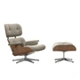 Vitra - Lounge Chair & Ottoman, poliert, Nussbaum natur, Nubia, crème / dunkelbraun (neue Masse)
