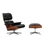 Vitra - Lounge Chair & Ottoman, poliert, Santos Palisander, Leder Premium F, nero (neue Masse)