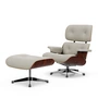 Vitra - Lounge Chair & Ottoman, poliert, Santos Palisander, Leder Premium F, snow (neue Masse)