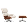 Vitra - Lounge Chair & Ottoman, poliert, Santos Palisander, Leder Premium F, snow (neue Masse)
