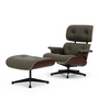 Vitra - Lounge Chair & Ottoman, schwarz / poliert, Nussbaum dunkel, Leder Premium F, khaki (neue Masse)