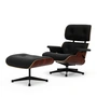 Vitra - Lounge Chair & Ottoman, schwarz / poliert, Santos Palisander, Leder Premium F, nero (neue Masse)