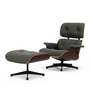 Vitra - Lounge Chair & Ottoman, schwarz, Nussbaum dunkel, Leder Premium F, umbragrau (neue Masse)
