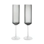 Ferm Living - Ripple Champagnerflöte, smoked grey (2er-Set)