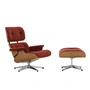 Vitra - Lounge Chair & Ottoman, poliert, Kirsche natur, Calma, 07 brandy (neue Masse)