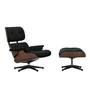 Vitra - Lounge Chair & Ottoman, schwarz / poliert, Nussbaum dunkel, Nubia, anthrazit / schwarz (neue Masse)