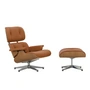 Vitra - Lounge Chair & Ottoman, poliert, Kirsche natur, Leder Premium F, cognac (neue Masse)