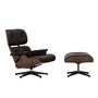 Vitra - Lounge Chair & Ottoman, schwarz / poliert, Nussbaum dunkel, Leder Natural F, chocolate (neue Masse)