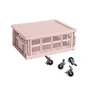 HAY - Colour Crate Korb M mit Deckel und Rollen, blush, recycled