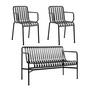 HAY - Palissade Dining Bench + 2x Armlehnenstuhl, anthrazit
