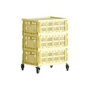 HAY - Colour Crate Beistelltisch auf Rollen, medium, hellgelb, recycled