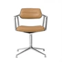 Vipp - 453 Swivel Drehstuhl auf Gleitern, Aluminium poliert / Leder camel