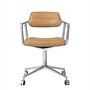 Vipp - 453 Swivel Drehstuhl auf Rollen, Aluminium poliert / Leder camel