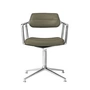 Vipp - 453 Swivel Drehstuhl auf Gleitern, Aluminium poliert / Leder bosco grün