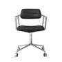 Vipp - 453 Swivel Drehstuhl mit Rollen, Aluminium poliert / Leder schwarz