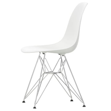 Eames Plastic Side Chair DSR von Vitra in verchromt / weiss