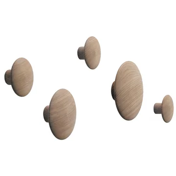 Wandhaken "The Dots" 5er Set von Muuto in Eiche natur