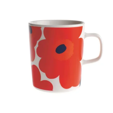 Oiva Unikko Becher mit Henkel 250 ml von Marimekko in Weiss / Rot