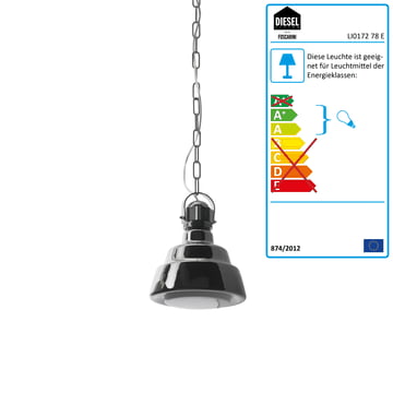 Diesel Living - Glas Pendelleuchte, piccola in Chrom