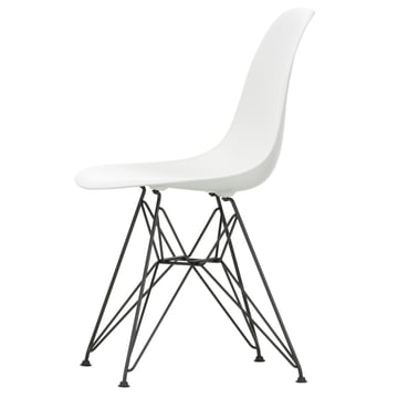 Vitra - Eames Plastic Side Chair DSR, pulverbeschichtet / weiss, Filzgleiter schwarz