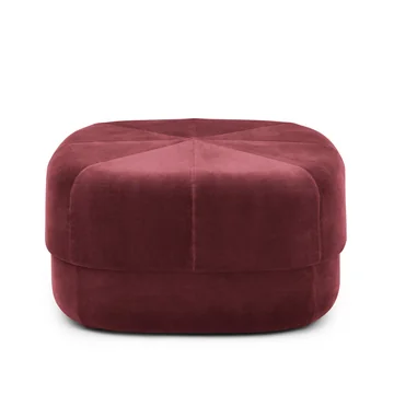 Circus Pouf in Gross von Normann Copenhagen aus dunkelrotem Velourleder