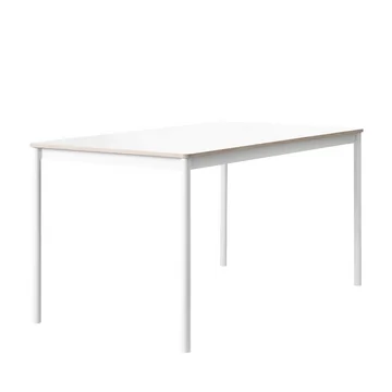Base Table von Muuto in weiss mit Sperrholzkante