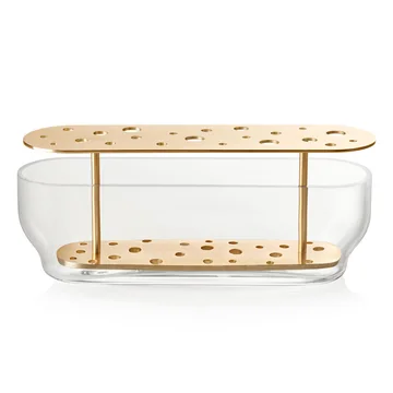 Ovale Ikebana Vase von Fritz Hansen aus Messing