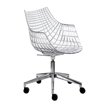 Driade - Meridiana Armlehnstuhl auf Rollen, Aluminium poliert / transparent