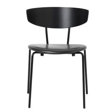 Herman Stuhl von Ferm Living in Leder schwarz / schwarz