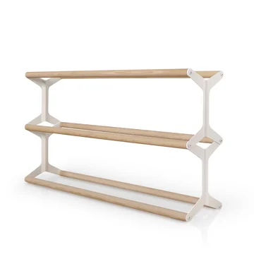 Schuhregal Stixx 3fach von vonbox in weiss / Esche